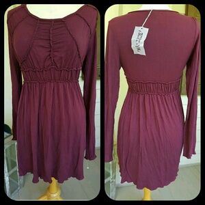 nwt My Tribe Bianca Gathered Ruched long sleeve jersey knit dress